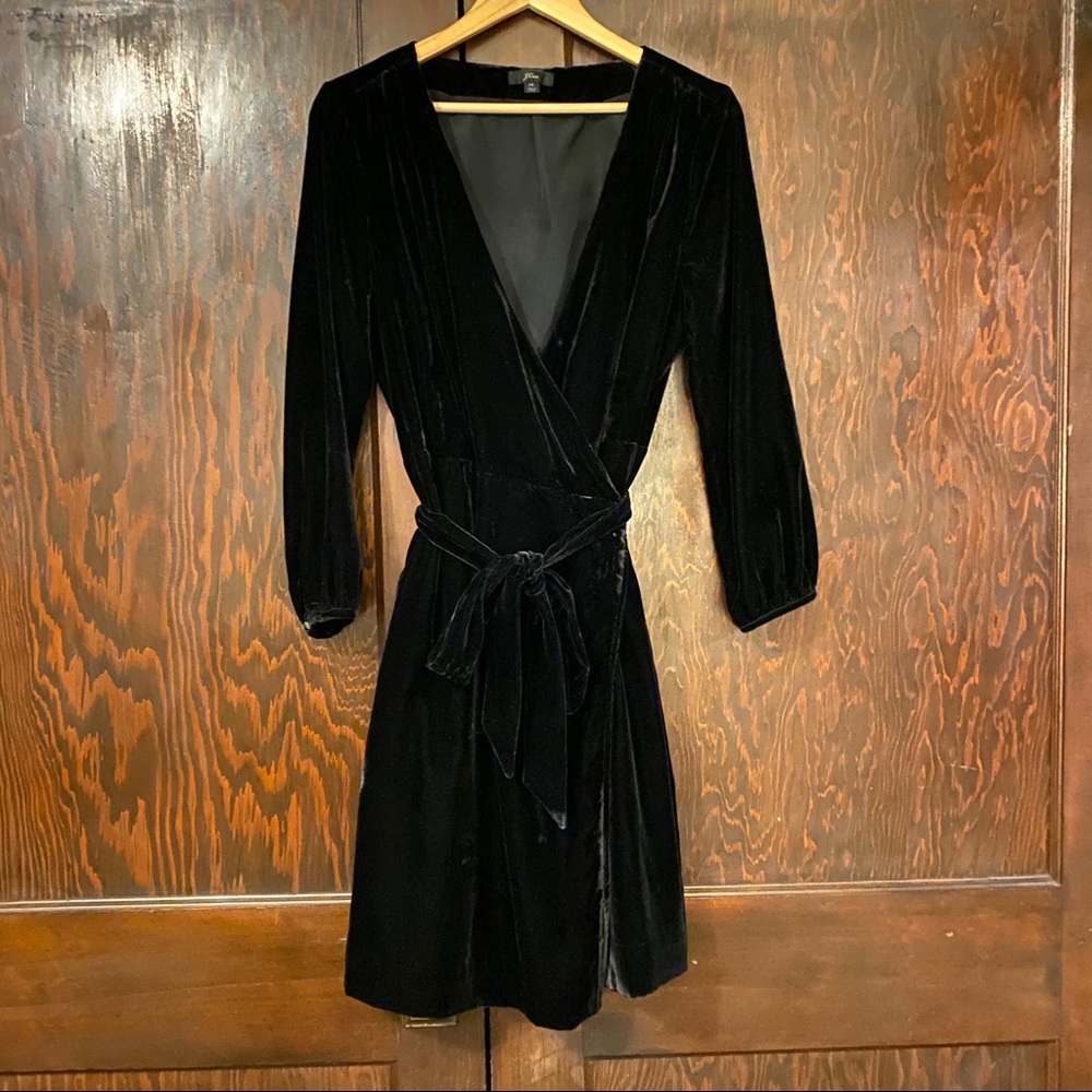 Jcrew black velvet wrap dress of your dreams!